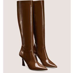 Stuart Weitzman Brown Vinnie Patent Leather Knee-High Boots